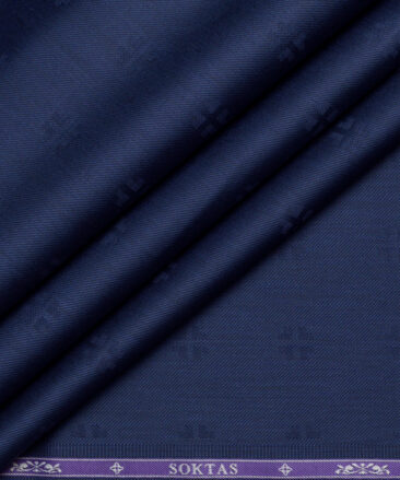 Soktas  Giza Cotton Self Design Shirting Fabric (Dark Royal Blue)