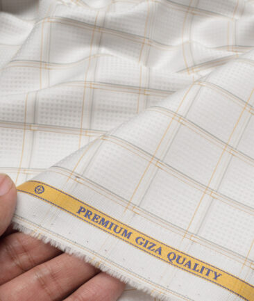 Soktas  Giza Cotton Checks Shirting Fabric (Light Grey )