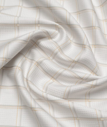 Soktas  Giza Cotton Checks Shirting Fabric (Light Grey )