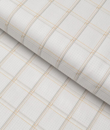 Soktas  Giza Cotton Checks Shirting Fabric (Light Grey )