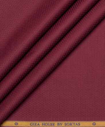 Soktas  Giza Cotton Structured Shirting Fabric (Maroon Red)