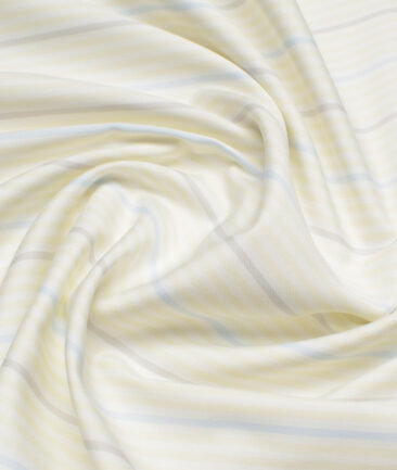 Soktas  Giza Cotton Striped Shirting Fabric (Yellow)