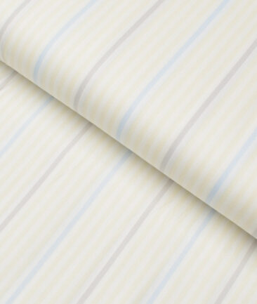 Soktas  Giza Cotton Striped Shirting Fabric (Yellow)