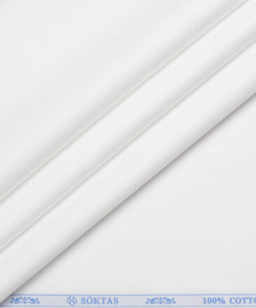 Soktas  Giza Cotton Striped Shirting Fabric (White)