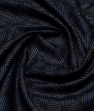 Soktas  Giza Cotton Self Design Shirting Fabric (Black & Blue)