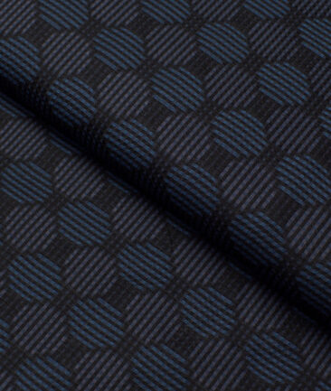 Soktas  Giza Cotton Self Design Shirting Fabric (Black & Blue)