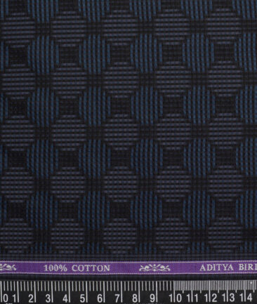 Soktas  Giza Cotton Self Design Shirting Fabric (Black & Blue)
