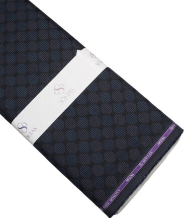 Soktas  Giza Cotton Self Design Shirting Fabric (Black & Blue)