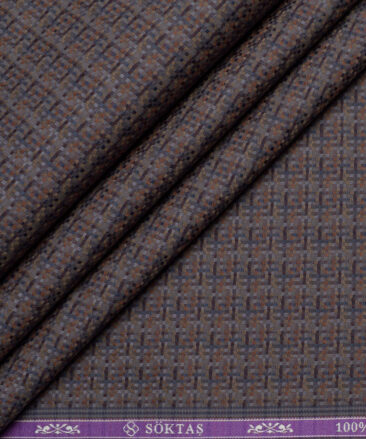 Soktas  Giza Cotton Self Design Shirting Fabric (Brown)