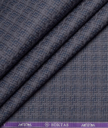 Soktas  Giza Cotton Self Design Shirting Fabric (Grey)