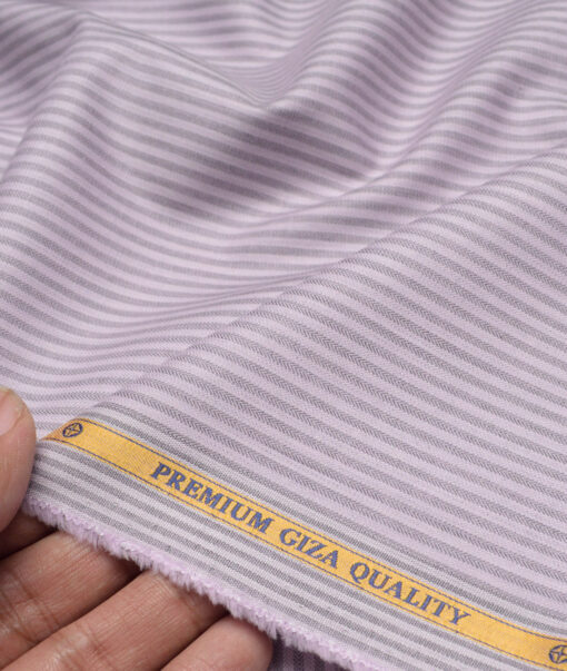 Soktas  Giza Cotton Striped Shirting Fabric (Oyster Pink)