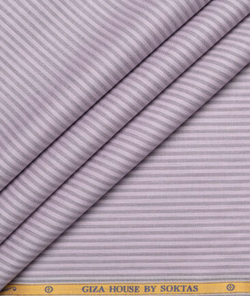 Soktas  Giza Cotton Striped Shirting Fabric (Oyster Pink)