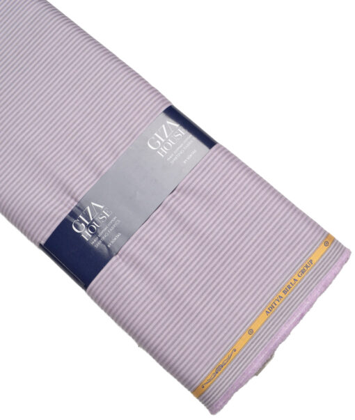 Soktas  Giza Cotton Striped Shirting Fabric (Oyster Pink)