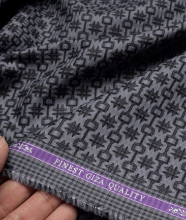 Soktas  Giza Cotton Self Design Shirting Fabric (Grey)