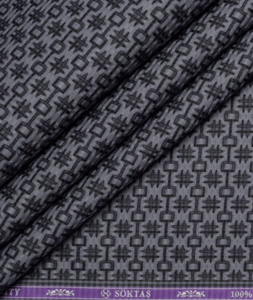 Soktas  Giza Cotton Self Design Shirting Fabric (Grey)