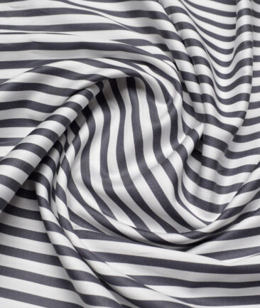 Soktas  Giza Cotton Striped Shirting Fabric (White & Black)