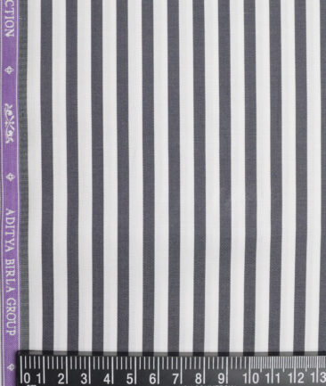 Soktas  Giza Cotton Striped Shirting Fabric (White & Black)