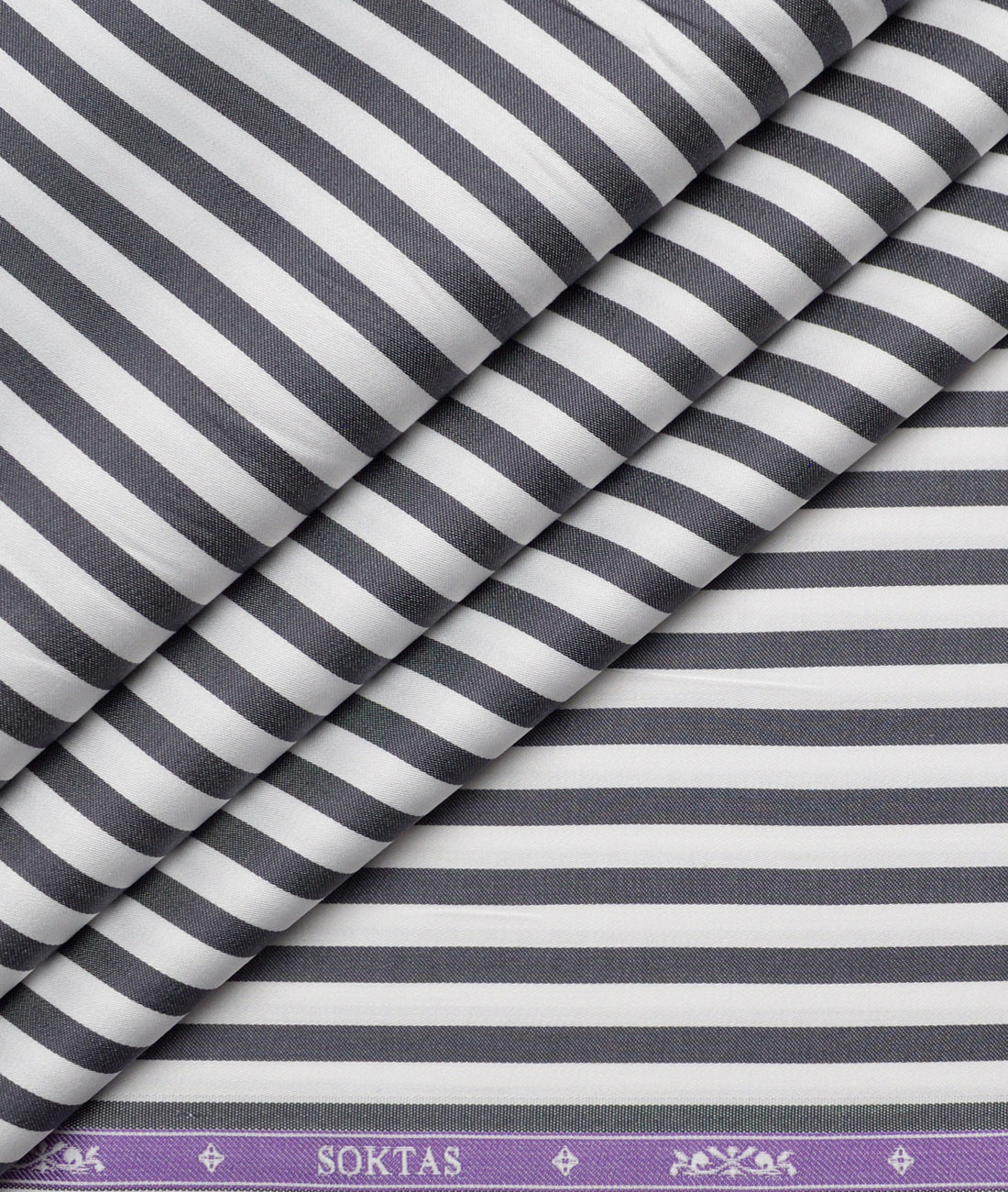 Soktas Giza Cotton Striped Shirting Fabric (White & Black) Soktas Giza Cotton Striped Shirting Fabric (White & Black)