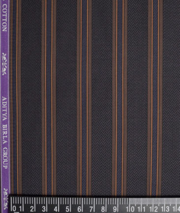 Soktas 2 Ply 100's Giza Cotton Striped Shirting Fabric (Dark Grey)