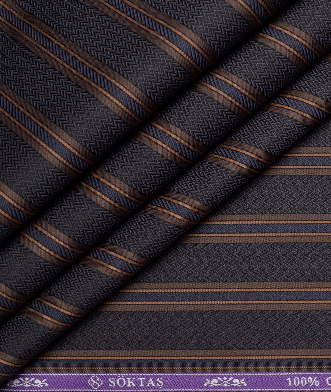 Soktas 2 Ply 100's Giza Cotton Striped Shirting Fabric (Dark Grey) Soktas 2 Ply 100's Giza Cotton Striped Shirting Fabric (Dark Grey)