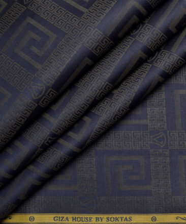 Soktas  Giza Cotton Self Design Shirting Fabric (Dark Royal Blue)