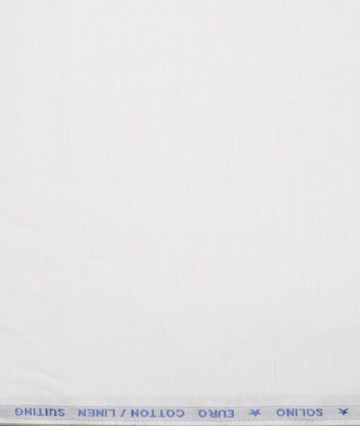 Solino  Solids European Cotton Linen Stretchable Trouser or Chinos Fabric (White) - Image 4