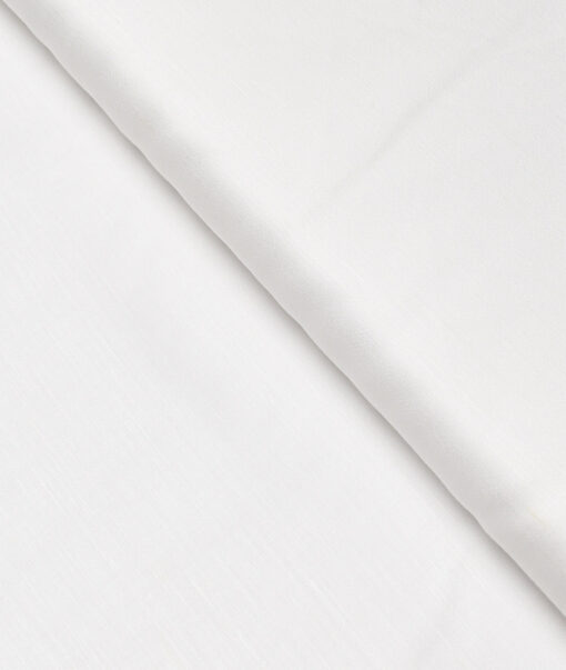 Solino  Solids European Cotton Linen Stretchable Trouser or Chinos Fabric (White) - Image 5