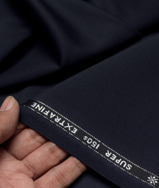 Cavalero Italy Men's 70% Wool Super 150's Solids  Unstitched Suiting Fabric (Dark Navy Blue) - Image 2