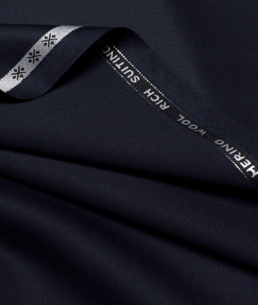 Cavalero Italy Men's 70% Wool Super 150's Solids  Unstitched Suiting Fabric (Dark Navy Blue) - Image 3