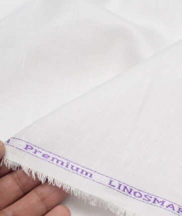 Arvind  Cotton Linen Solids Shirting Fabric (White)