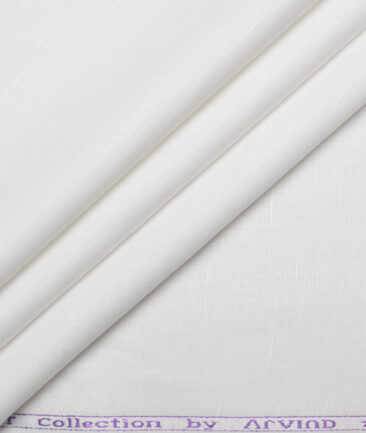 Arvind  Cotton Linen Solids Shirting Fabric (White)