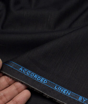 Cadini Italy  Cotton Linen Solids Shirting Fabric (Black)