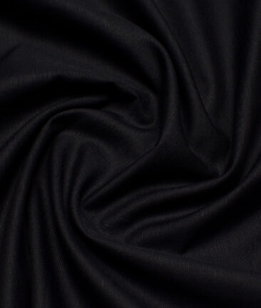 Cadini Italy  Cotton Linen Solids Shirting Fabric (Black)