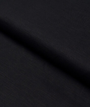 Cadini Italy  Cotton Linen Solids Shirting Fabric (Black)