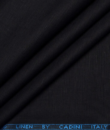 Cadini Italy  Cotton Linen Solids Shirting Fabric (Black)