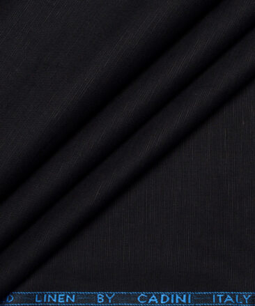 Cadini Italy  Cotton Linen Solids Shirting Fabric (Black)