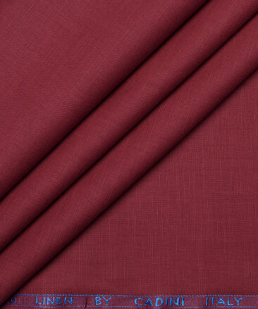 Cadini Italy  Cotton Linen Solids Shirting Fabric (Maroon)