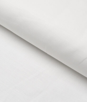 Cadini Italy  Cotton Linen Solids Shirting Fabric (White)