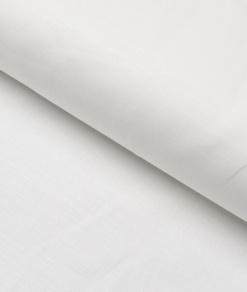 Cadini Italy  Cotton Linen Solids Shirting Fabric (White)
