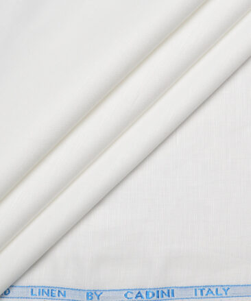 Cadini Italy  Cotton Linen Solids Shirting Fabric (White)