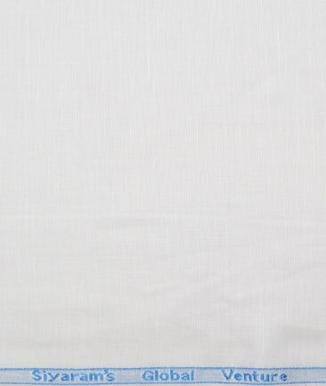 Cadini Italy  Cotton Linen Solids Shirting Fabric (White)