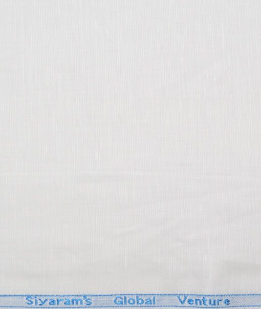 Cadini Italy  Cotton Linen Solids Shirting Fabric (White)