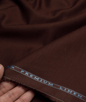 Cavallo by Linen Club  Cotton Linen Solids Shirting Fabric (Dark Chocolate Brown)