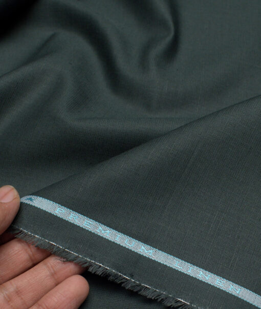 Cavallo by Linen Club  Cotton Linen Solids Shirting Fabric (Dark Green)