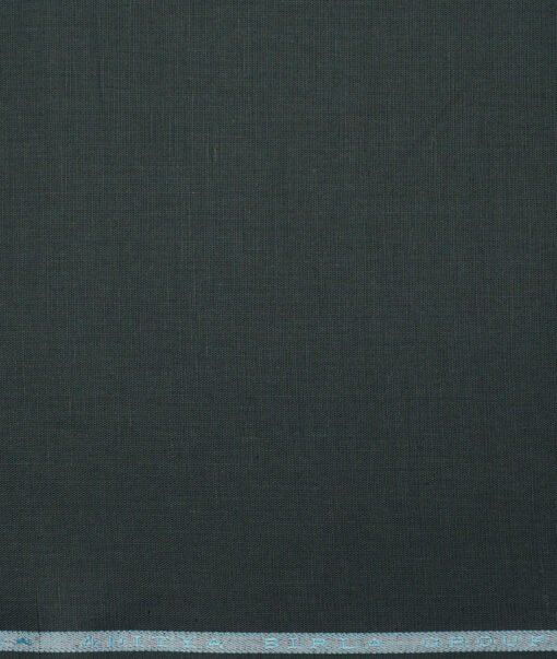 Cavallo by Linen Club  Cotton Linen Solids Shirting Fabric (Dark Green)