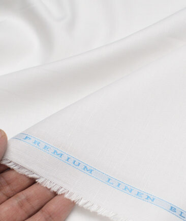 Cavallo by Linen Club  Cotton Linen Solids Shirting Fabric (White)