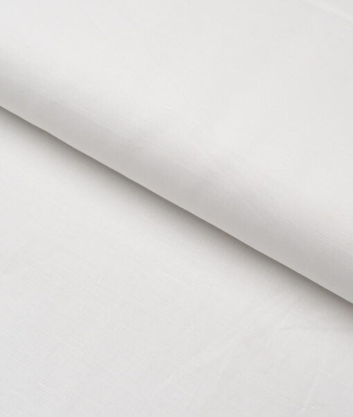Cavallo by Linen Club  Cotton Linen Solids Shirting Fabric (White)