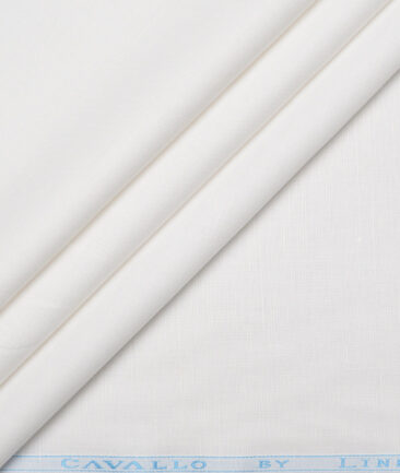 Cavallo by Linen Club  Cotton Linen Solids Shirting Fabric (White)