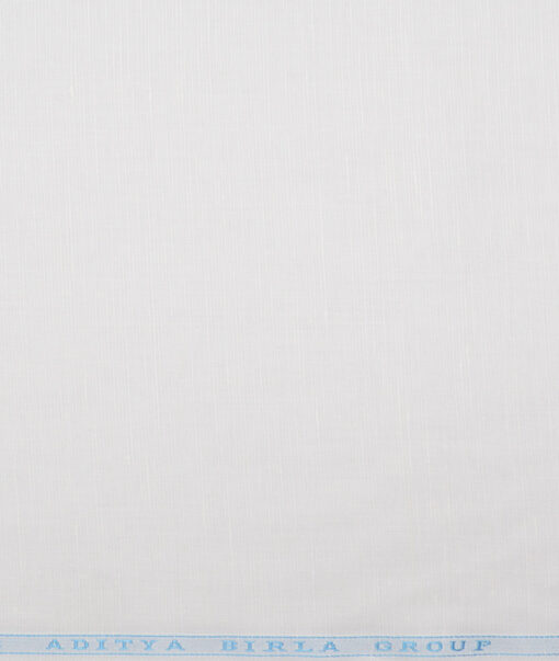 Cavallo by Linen Club  Cotton Linen Solids Shirting Fabric (White)