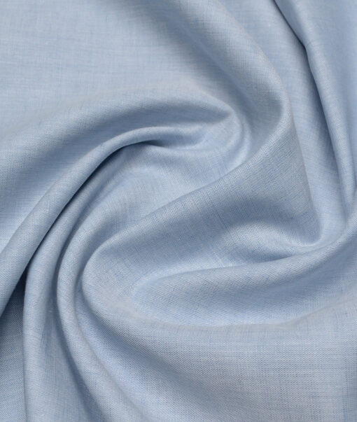Cavallo by Linen Club  Cotton Linen Solids Shirting Fabric (Light Blue)